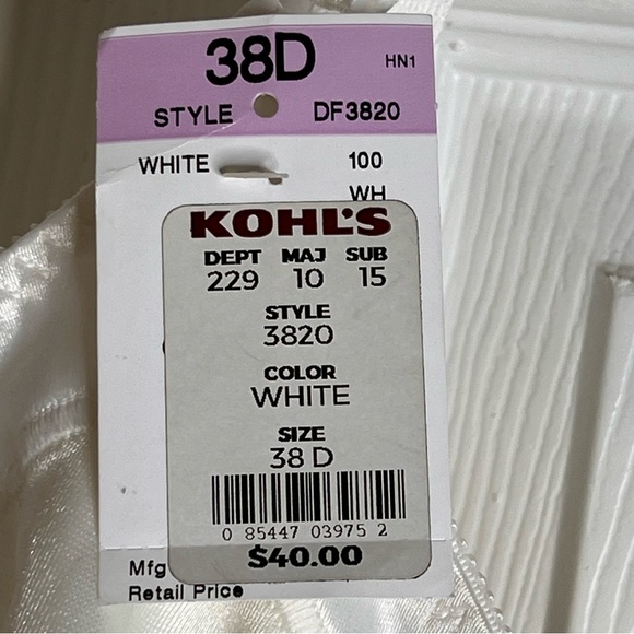 Bali White Full-Coverage Bra with Adjustable Straps 38D - Picture 3 of 8